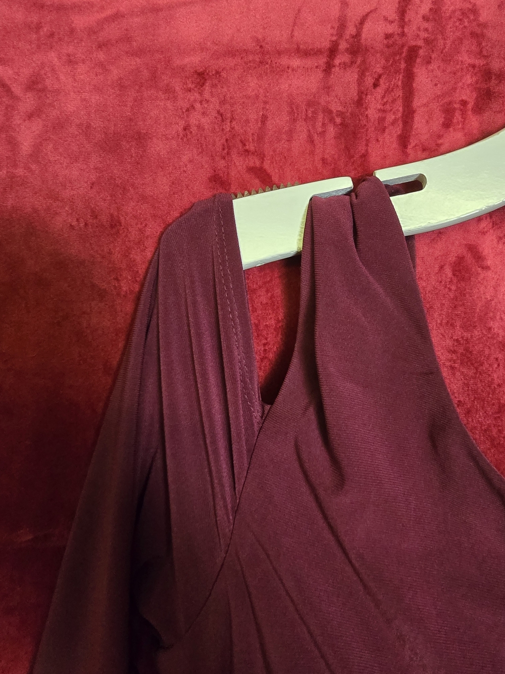 R & M Richards Burgundy Cold-Shoulder Maxi Dress with Jewel Accents - Picture 6 of 7